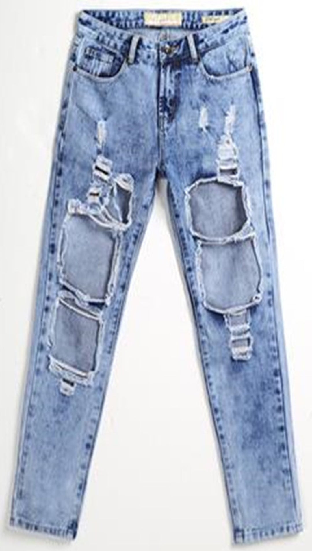 Destroyed Boyfriend Jean Blue Skinny Fit Distressed Denim JessykaRobyn