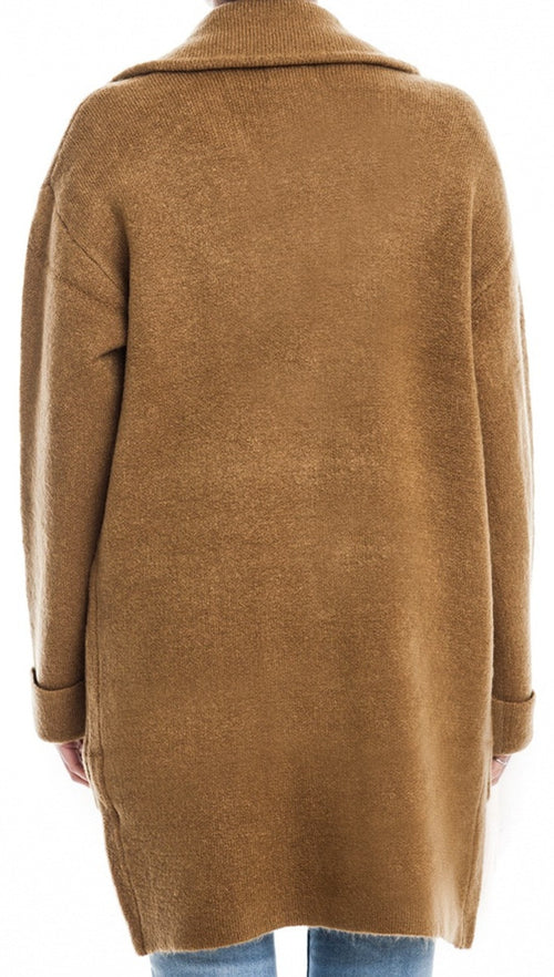 Lush Blazer Cardigan Jacket Camel Sweater Wool Open