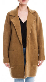 Lush Invested Blazer Cardigan Jacket Camel Sweater Wool Open