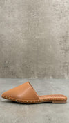 Watts Camel Studded Loafer Pointy Toe Flat Slides Vegan Leather ShopAA