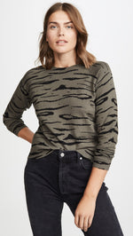 MONROW Cashmere Tiger Vintage Raglan Sweater Falcon Green | ShopAA
