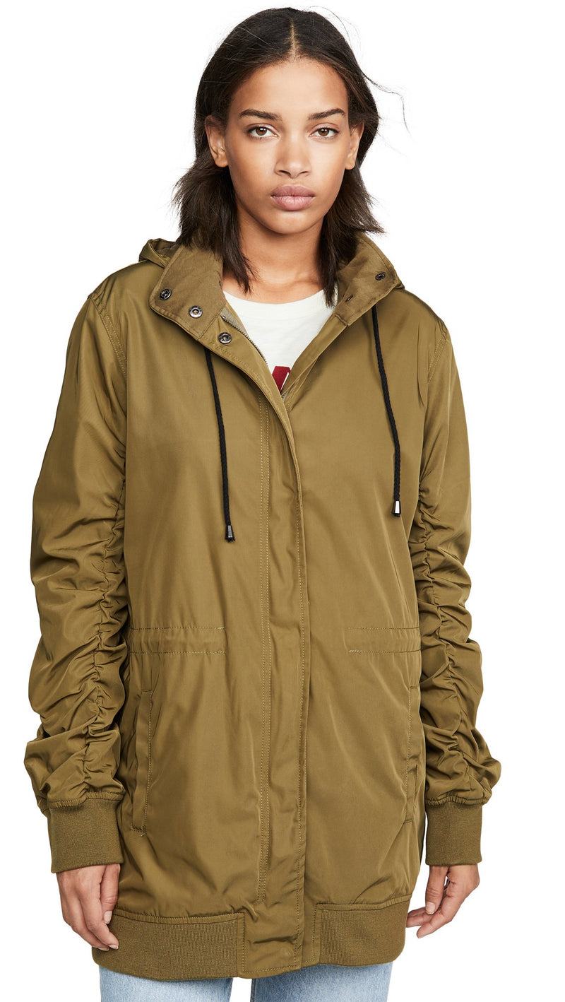 MONROW Parka Jacket Army Green Long Sleeve Removable Hood | ShopAA