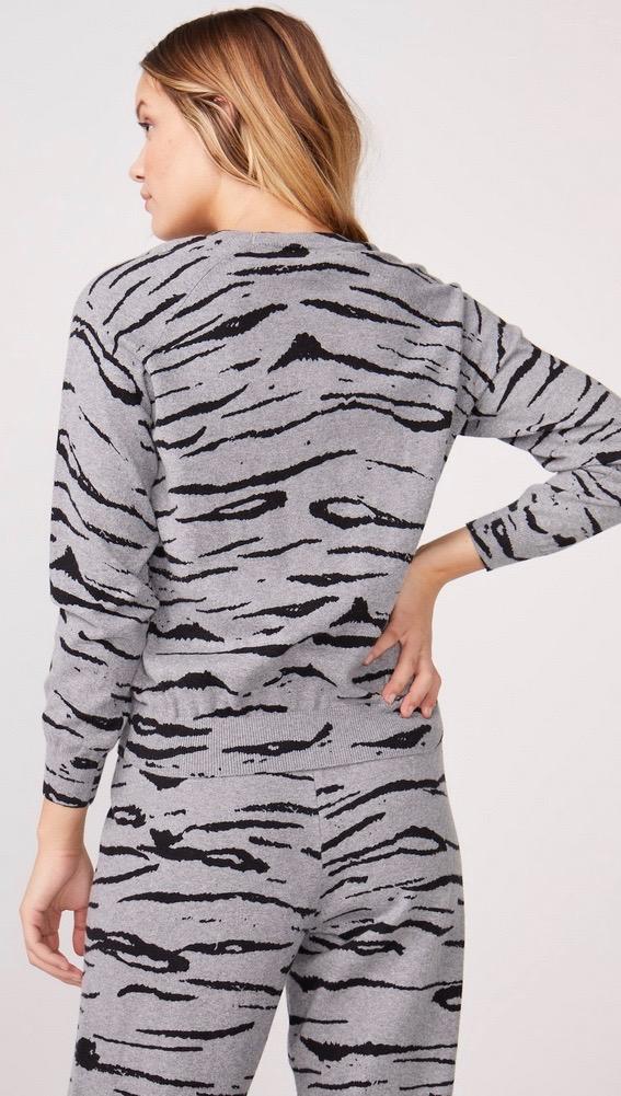 MONROW Cashmere Tiger Vintage Raglan Sweater Heather Grey | ShopAA