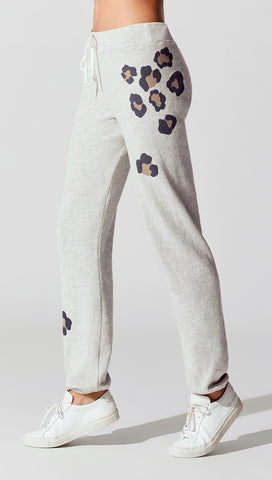 MONROW Oversized Leopard Print Vintage Sweats Pants Heather Grey ShopAA