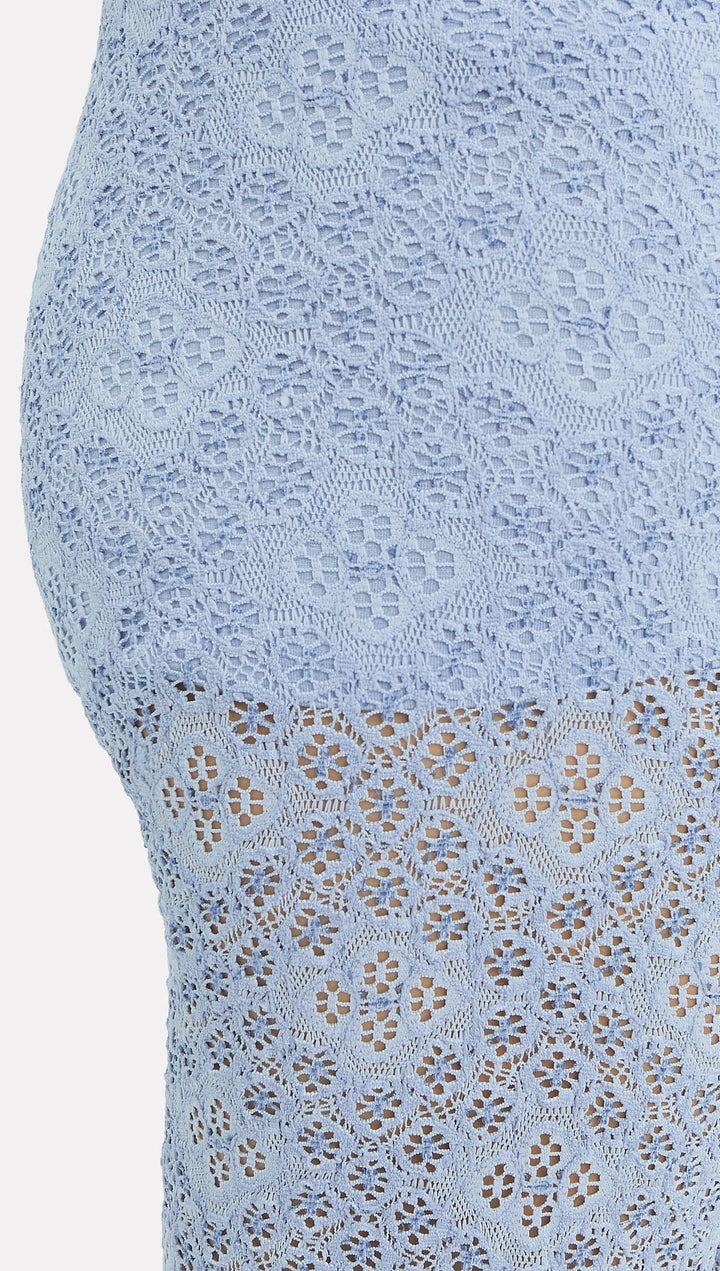 Nightcap Diamond Lace Sheer Bell Bottom Festival Pants Powder Blue