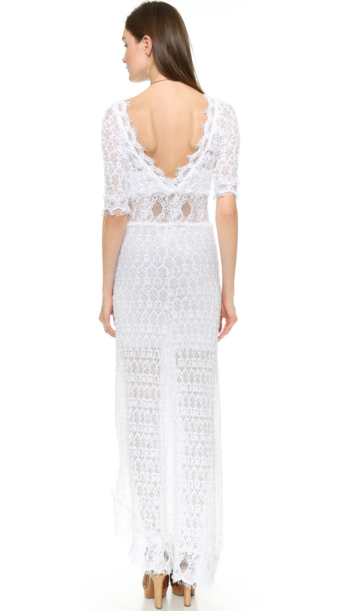 Nightcap x Carisa Rene Florence V Back Lace Gown White Dress ShopAA