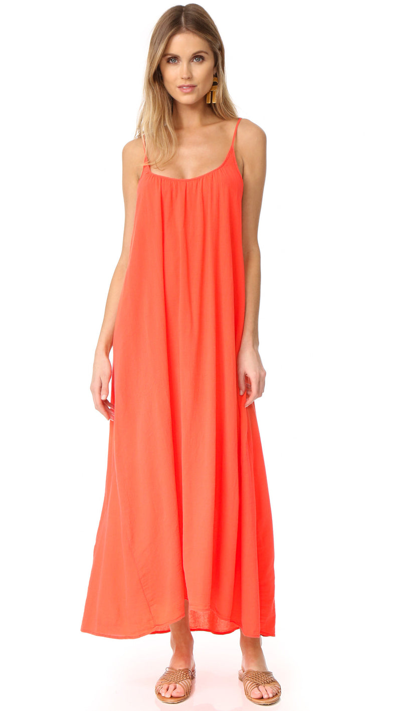 9Seed Tulum Dress in Dahlia Maxi Swim Cover Up Orange Red