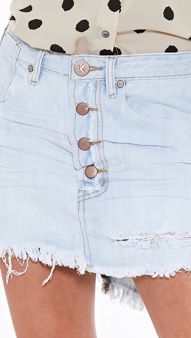 One Teaspoon Vanguard Brando Mid Rise Relaxed Fit Denim Mini Skirt 