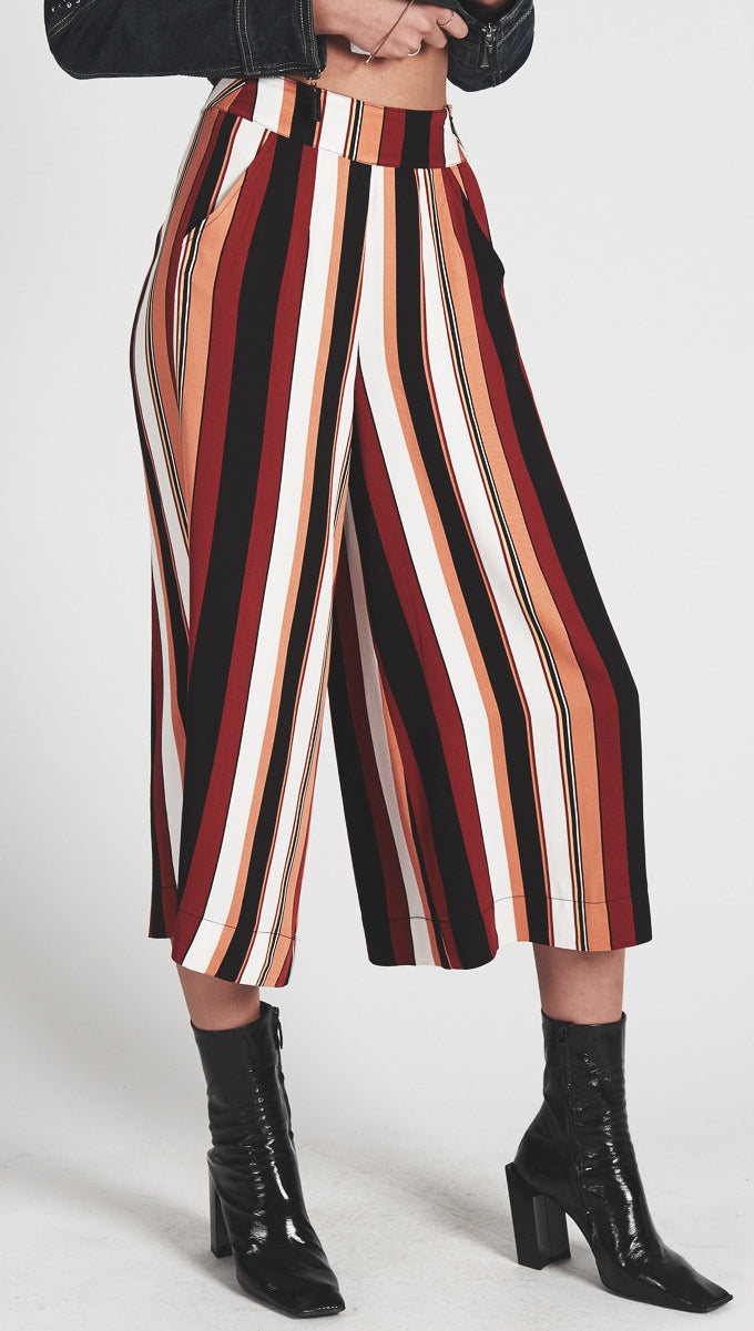 One Teaspoon Hustler Wide Leg Culottes Pants Bronze Stripe l ShopAA