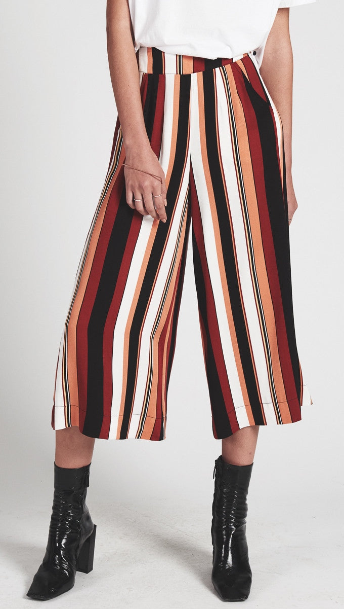 One Teaspoon Hustler Wide Leg Culottes Pants Bronze Stripe l ShopAA