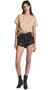 One Teaspoon Bandits Denim Shorts in Double Bass Black Distressed Fray