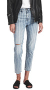 One Teaspoon High Waist Legend Denim Rocky Stripe Mom Skinny Pinstripe Jeans l ShopAA