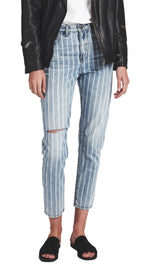 One Teaspoon High Waist Legend Denim Rocky Stripe Mom Skinny Pinstripe Jeans l ShopAA
