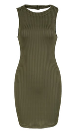 The Lisa Tank Dress in Army Green - ShopAA - Sleeveless Mini O Neck