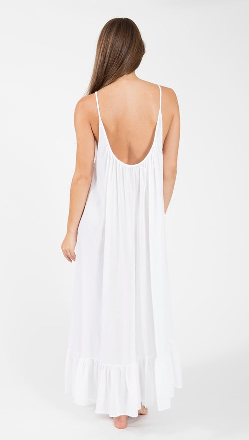 9Seed Paloma Cover Up Ruffle Maxi Dress White | ShopAA