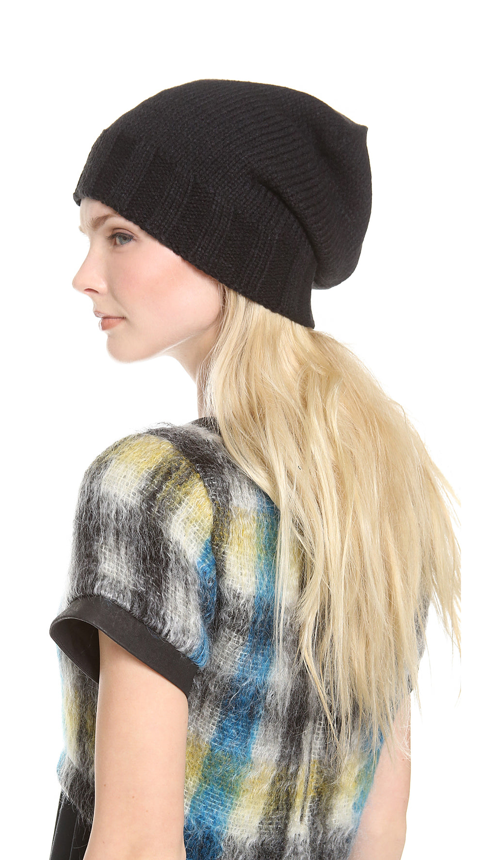 Plush Extra Slouchy Knit Beanie Hat Black Fleece Lined | ShopAA