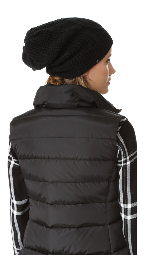 Plush Diamond Cable Knit Beanie Hat Black Fleece Lined | ShopAA