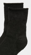Plush Solid Rolled Fleece Ankle Socks Black