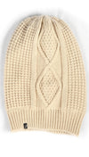 Plush Diamond Knit Beanie Hat Mink Beige Fleece Lined | ShopAA