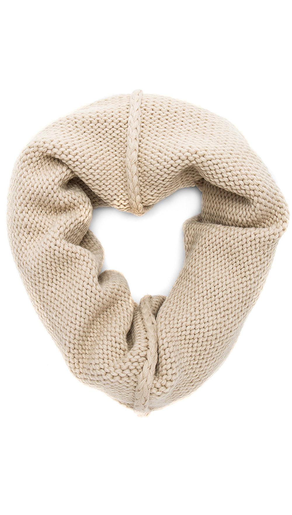 Plush Chunky Knit Neckwarmer Mink Infinity Scarf Beige Fleece | ShopAA
