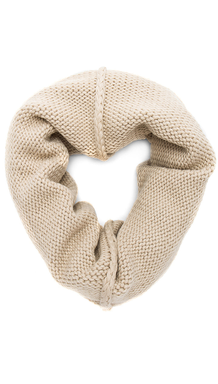Plush Chunky Knit Neckwarmer Mink Infinity Scarf Beige Fleece | ShopAA