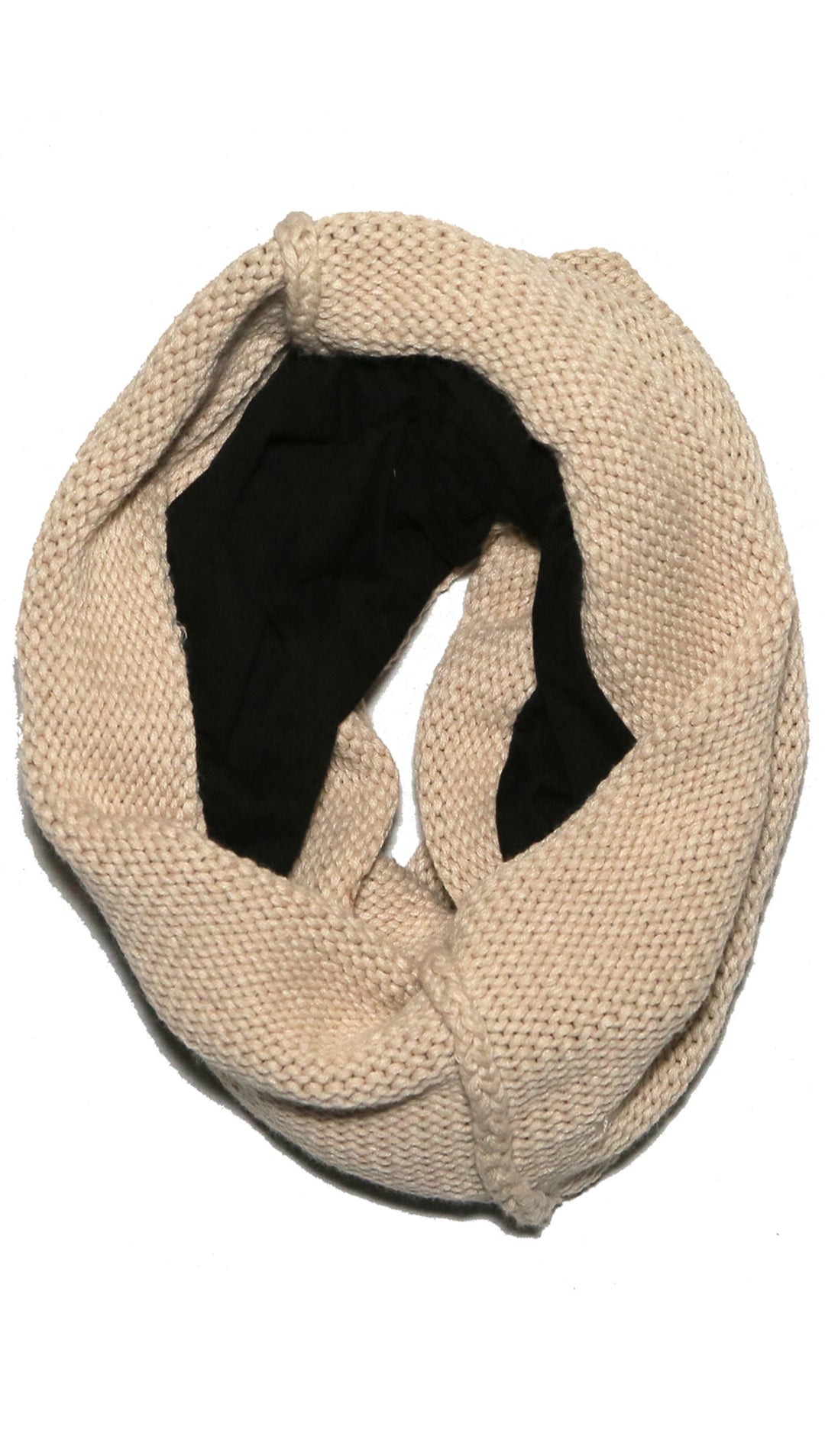 Plush Chunky Knit Neckwarmer Mink Infinity Scarf Beige Fleece | ShopAA