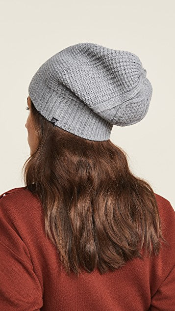 Plush Diamond Knit Beanie Hat Heather Grey Fleece Lined | ShopAA