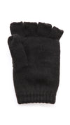 Plush Fleece Lined Fingerless Texting Mittens Black Knit | ShopAA