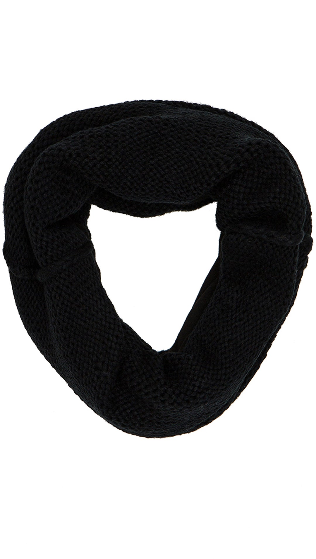 Plush Chunky Knit Neckwarmer Black Infinity Scarf Fleece Lined | ShopAA