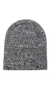 Plush Marled Knit Slouchy Beanie Hat Black White Fleece Lined | ShopAA