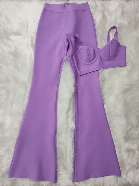 Bandage 2 Piece Set Corset Top & Wide Leg Trouser