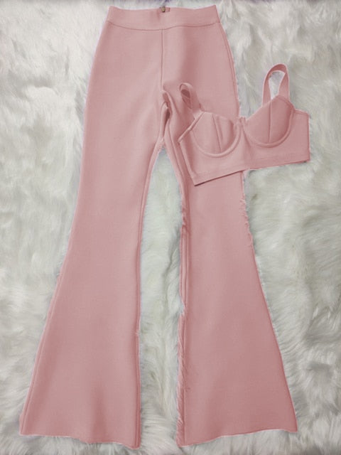 Bandage 2 Piece Set Corset Top & Wide Leg Trouser