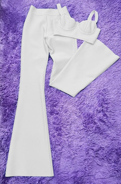 Bandage 2 Piece Set Corset Top & Wide Leg Trouser
