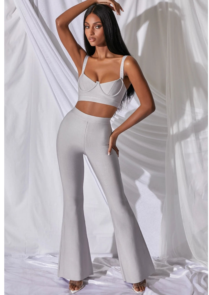 Bandage 2 Piece Set Corset Top & Wide Leg Trouser