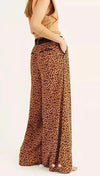 Free People Bennie Pants Leopard Wide Leg High Waist Bohemian | ShopAA