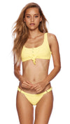 Reese Skimpy Bottoms Lemon Yellow Bikini Waffle Beach Bunny Swimwear I ShopAA