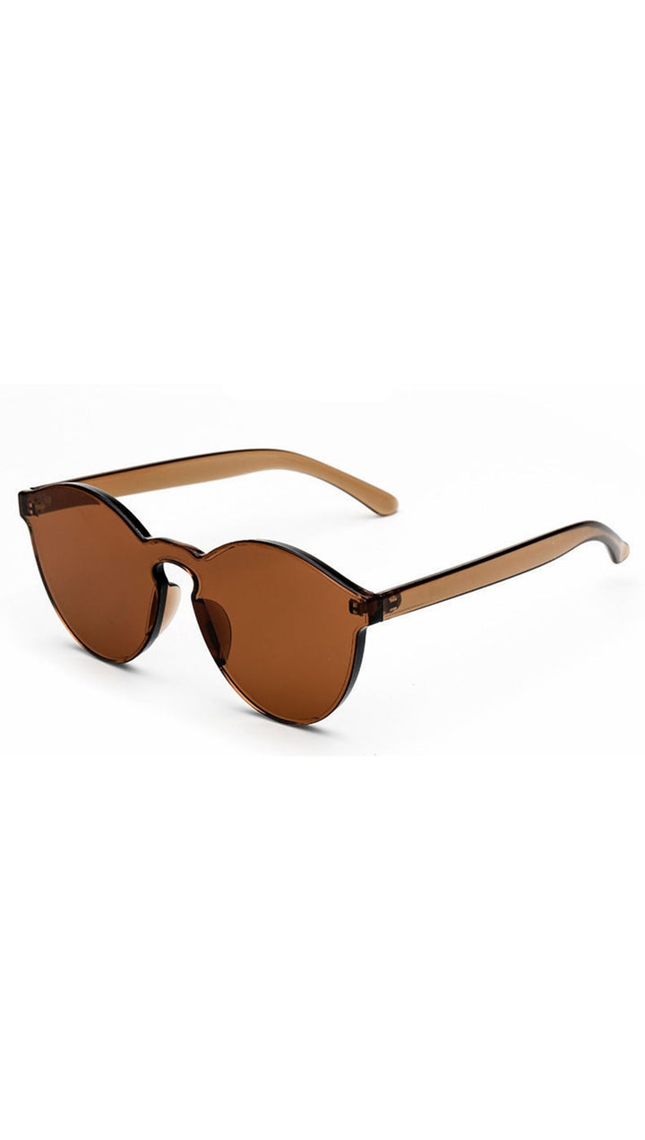 Brixy Coffee Brown Shield Sunglass Fashion Eye Wear Shades SHOPAA