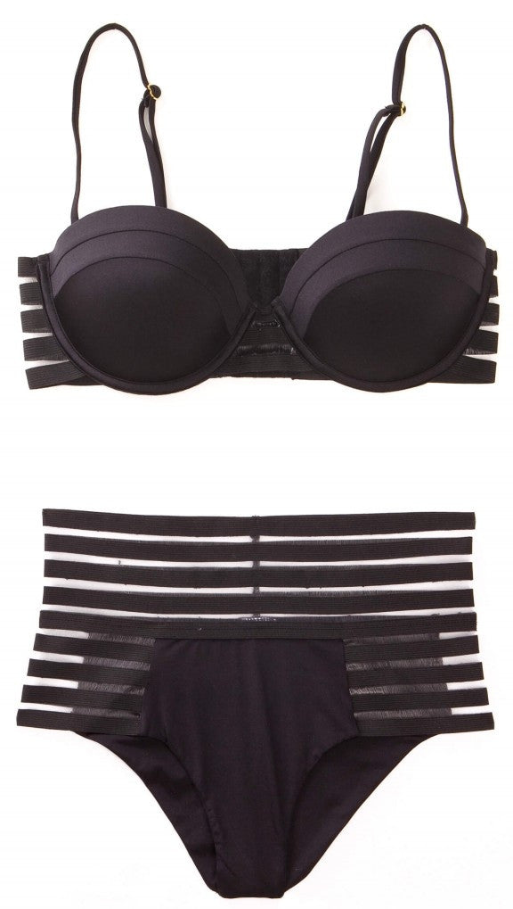 beach bunny swimwear sheer addiction balconette underwire high waist bikini black