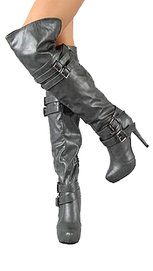 Red Circle Sunny Over The Knee Vegan Leather High Heel Boots