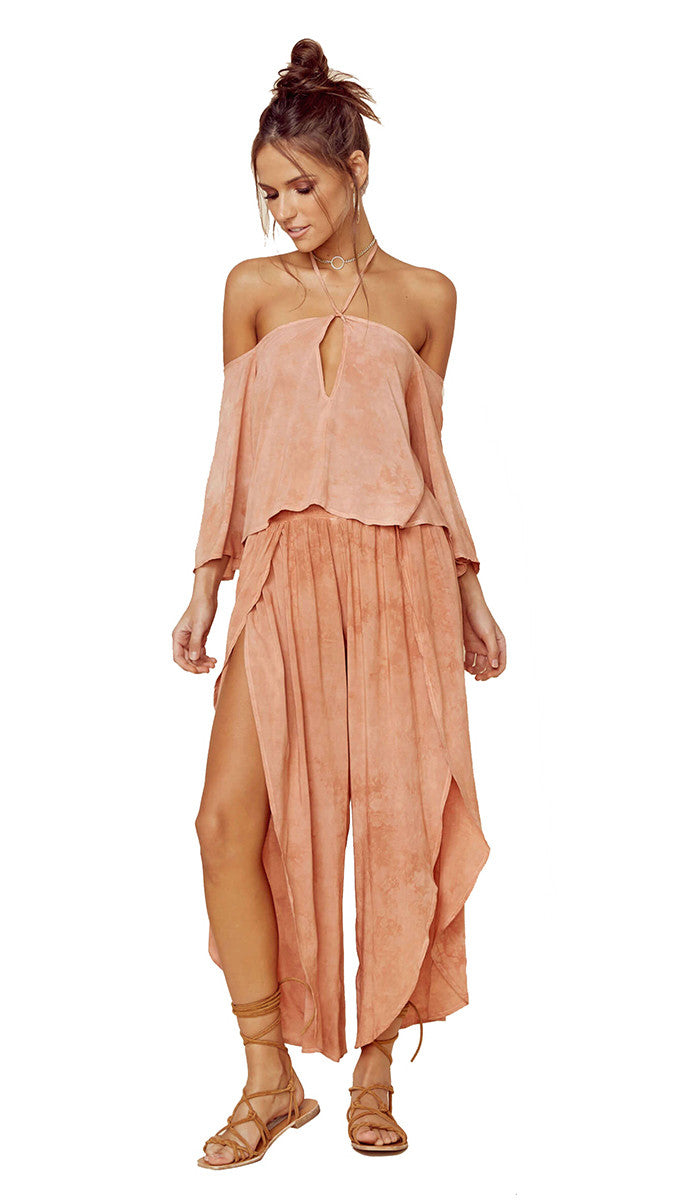 Blue Life Sophia Top Monaco Sunset Keyhole Tie Open Shoulders 