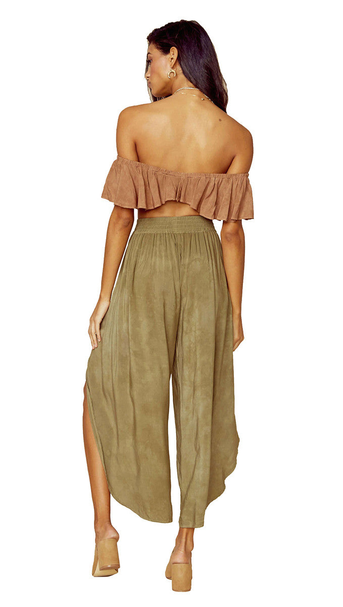 Blue Life Melanie Lace Up Top St Tropez Brown Crop Strapless