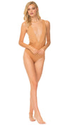 Tori Praver Andie Deep V Plunge One Piece Swimwear Caramel | ShopAA