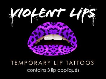 Violent Lips Purple Leopard Lip Tattoo Makeup Lipstick ShopAA