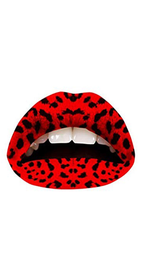 Violent Lips Red Leopard Print Tattoo Lipstick - ShopAA