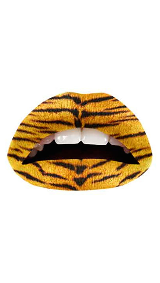 Violent Lips Tiger Yellow Animal Print Lipstick Tattoo